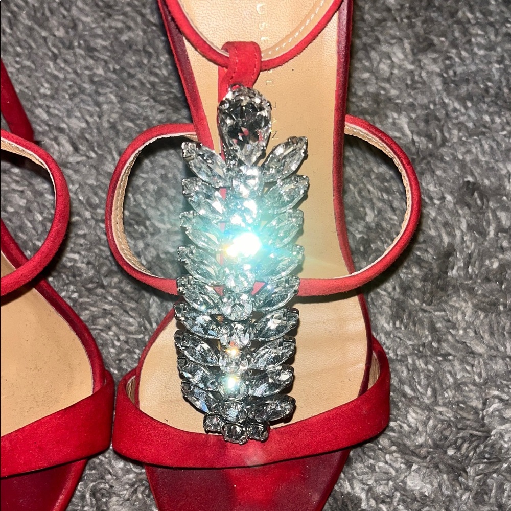 Giuseppe Zanotti Red Heels with Crystal Accents - Picture 8 of 10